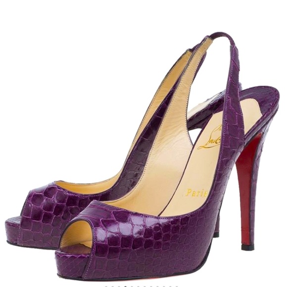 Christian Louboutin Shoes - Christian Louboutin “No Prive” Python - Purple Slingback Sandal Pump Heel